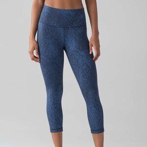 Lululemon Wunder Under Crop Luxtreme Mineral Deposit Blue Leggings Size 4